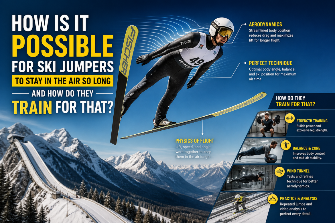 how is it possible for ski jumpers to stay in the air so long and how do they train for that