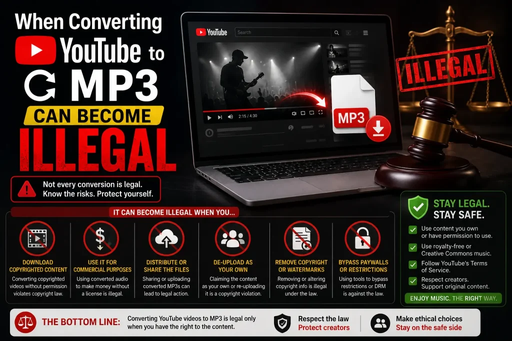 when converting youtube to mp can become illegal