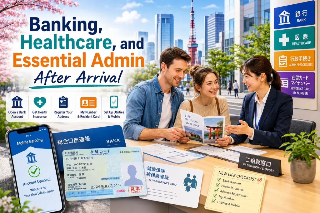 banking healthcare, and essential admin after arrival