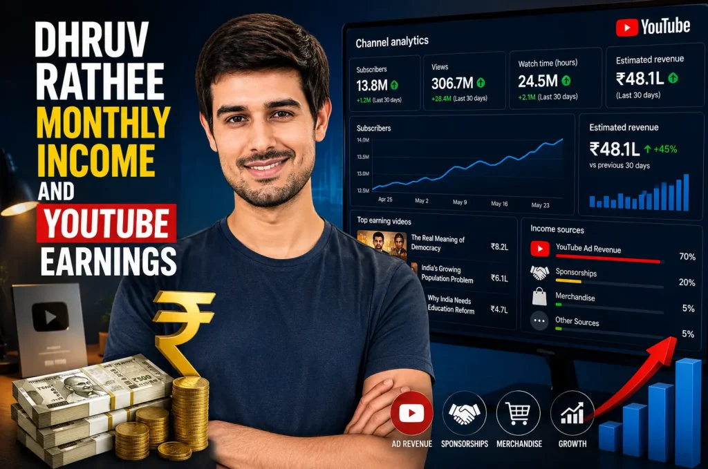 dhruv rathee monthly income and youtube earnings