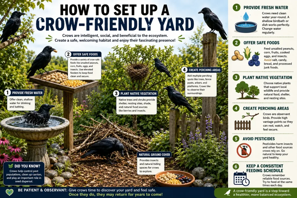 how to set up a crow friendly yard