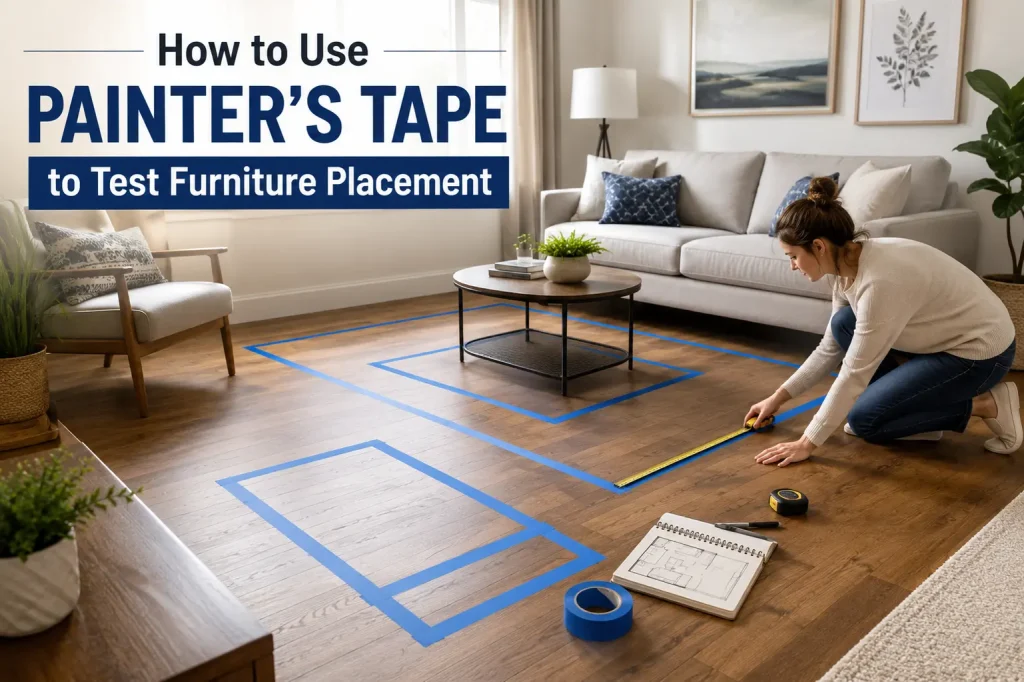 how to use painters tape to test furniture placement