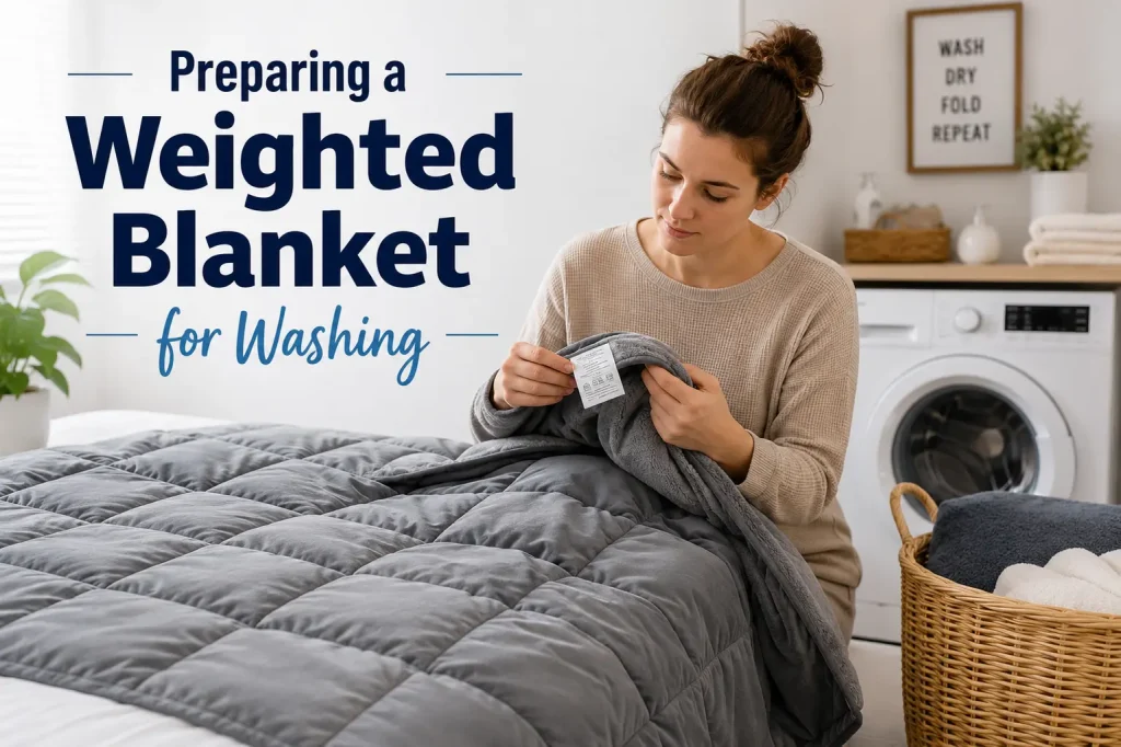 preparing a weighted blanket for washing