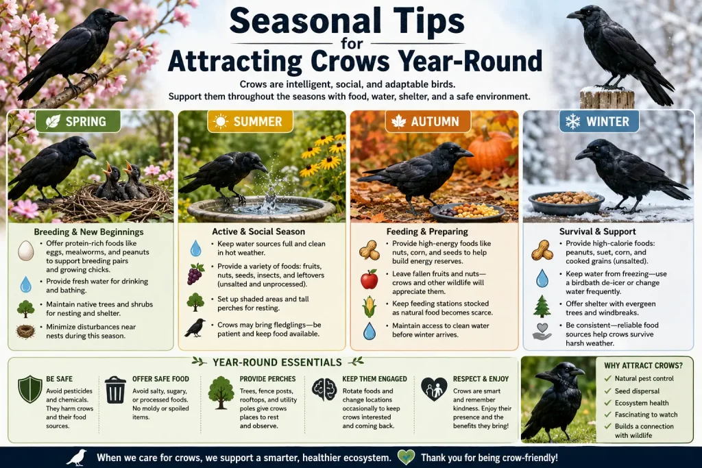 seasonal tips for attracting crows year round