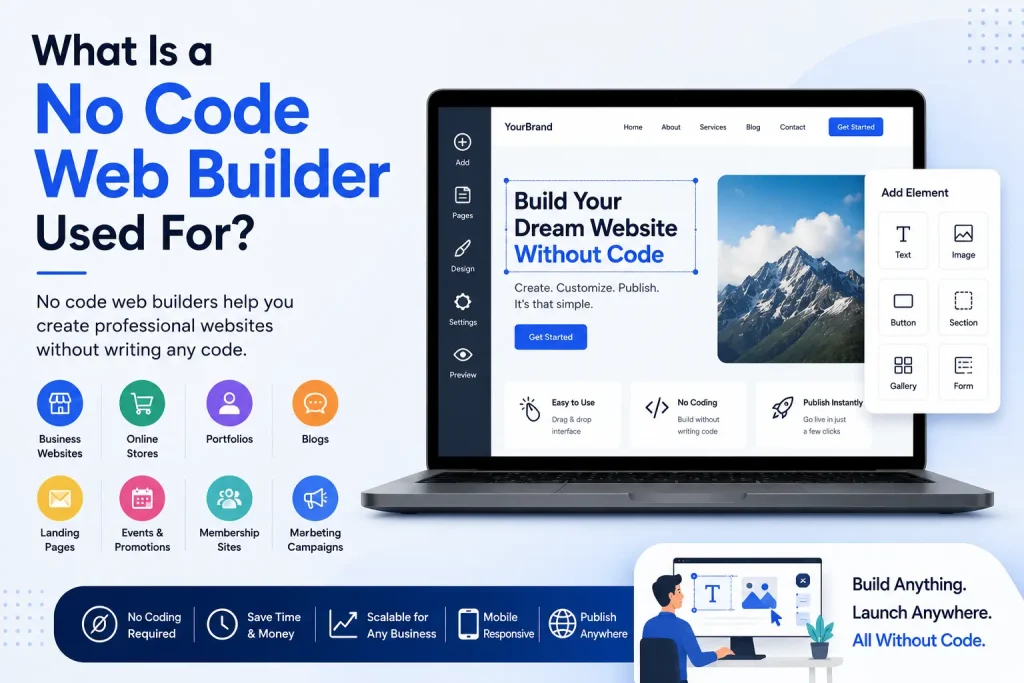 what is a no code web builder used for